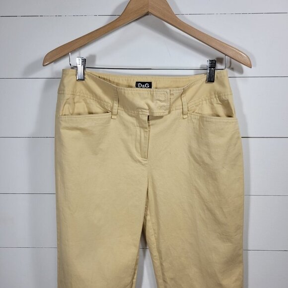 EUC Dolce & Gabbana Pants Women's sz 30 Ittierre Spa Gold Cuffed Cropped Chinos - Picture 2 of 8